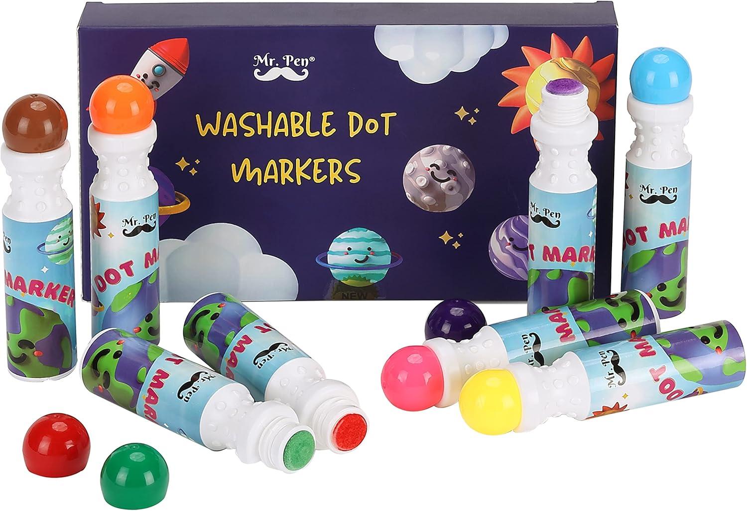 imageMr Pen Washable Dot Markers 8 Colors Dot Markers for Toddlers and Kids Paint Dotters for Kids Dabbers for kids Bingo Markers Bingo Daubers Non Toxic Paint Daubers Bingo Dotters