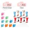 imageMr Pen Pencil Grips for Kids Handwriting 20 PCS 10 Finger Grips10 Clips Pencil Grips Pencil Grips for Kids Pencil Holder For Kids Pencil Grippers Finger Grips For Pencils Pen Grip