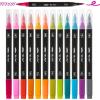 imageMr Pen Dual Tip Brush Pens  12 pcs Vibrant Colors Brush ampamp Fine Tip Adult Art Markers