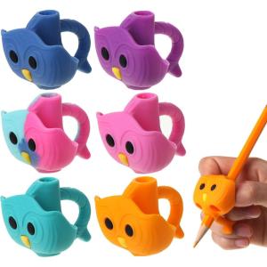 imageMr Pen Owl Pencil Grips 6 pcs Silicone Gel Cute Fits Pencils Pens CrayonsVibrant