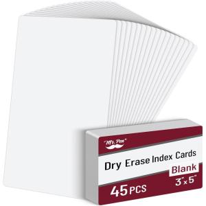 imageMr Pen Dry Erase Index Cards 3x5 White 45pcs Dry Erase Cards Dry Erase Playing Cards Dry Erase Flash Cards Laminated Cards Whiteboard Cards White Board Cards Erasable Flashcards