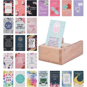 imageMr Pen Encouragement Cards  100 Pcs Inspirational ampamp Motivational Quotes Kindness CardsLight honeywith Wooden Stand