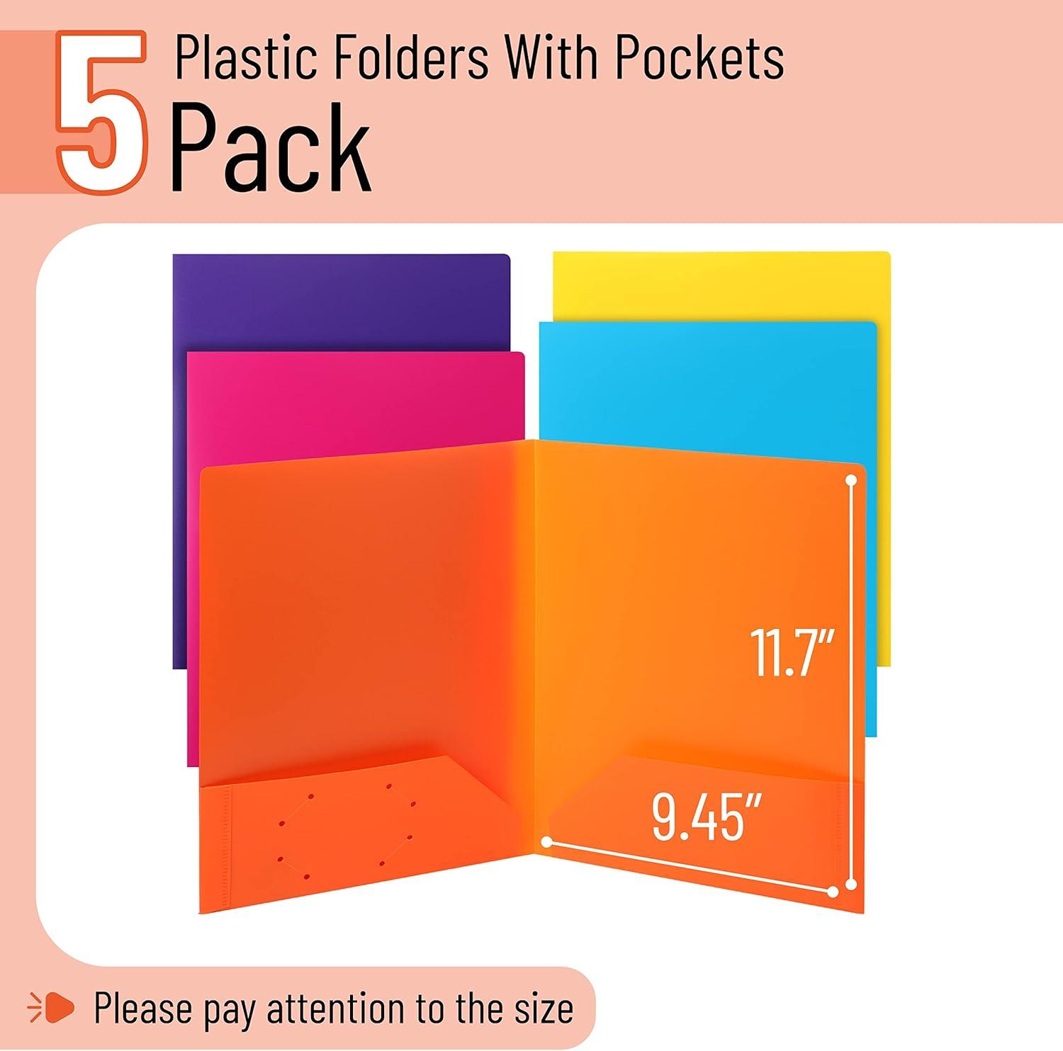 imageMr Pen Plastic Folders with Pockets 5 pcs Assorted Colors 2 Pocket Folder Plastic 2 Pocket Folders for School Folders Two Pocket Folder 2 Pocket Plastic Folders Plastic Pocket FolderBright Colors