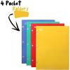 imageMr Pen 4 Pocket Folders 4 Pack Vibrant Colors 3 Hole Punched School Folders with Pockets for 3 Ring BinderVibrant