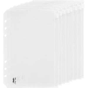 imageMr Pen A5 Plastic Binder Pockets 8 Pieces 6 Ring Binder Holes 8 Pcs Clear Envelopes for Cash Money Organizer Lightweight Easy to Carry