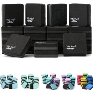 imageMr Pen Mini Dry Eraser 24 Pack  Magnetic Whiteboard ErasersSquare  Black