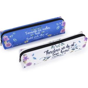 imageMr Pen Pencil Pouch for Bible Study 2 Pack Small Pencil Case Pen and Highlighter Case Pencil Bag Pencil Cases for Gifts Bible Study Supplies Pen Case Bible Journaling SuppliesWhite  Blue