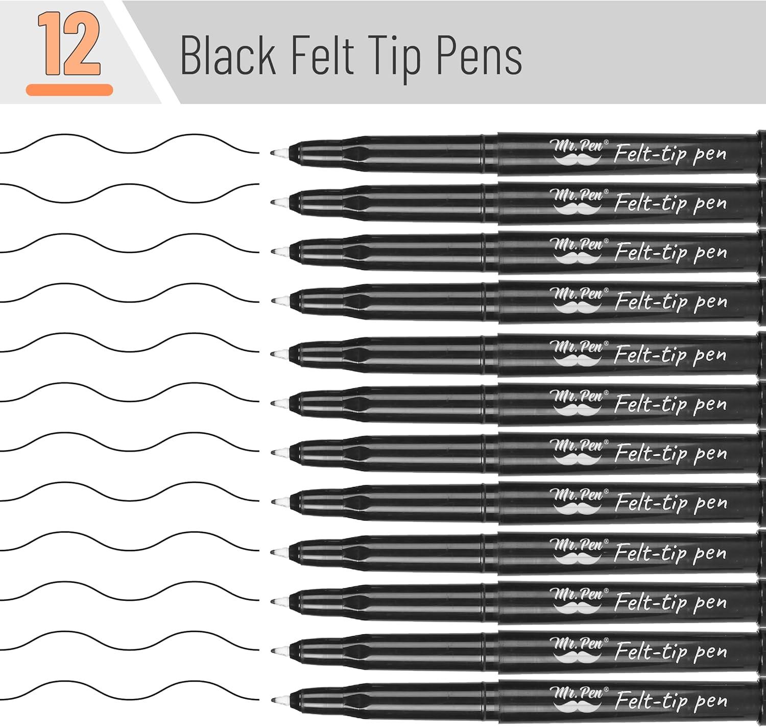 imageMr Pen Felt Tip Pens 16 Pack Assorted Colors Colored Felt Tip PensBlack