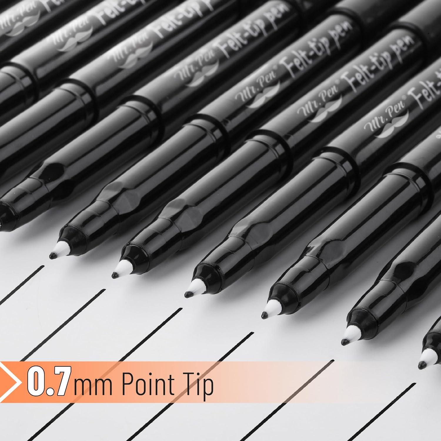 imageMr Pen Felt Tip Pens 16 Pack Assorted Colors Colored Felt Tip PensBlack