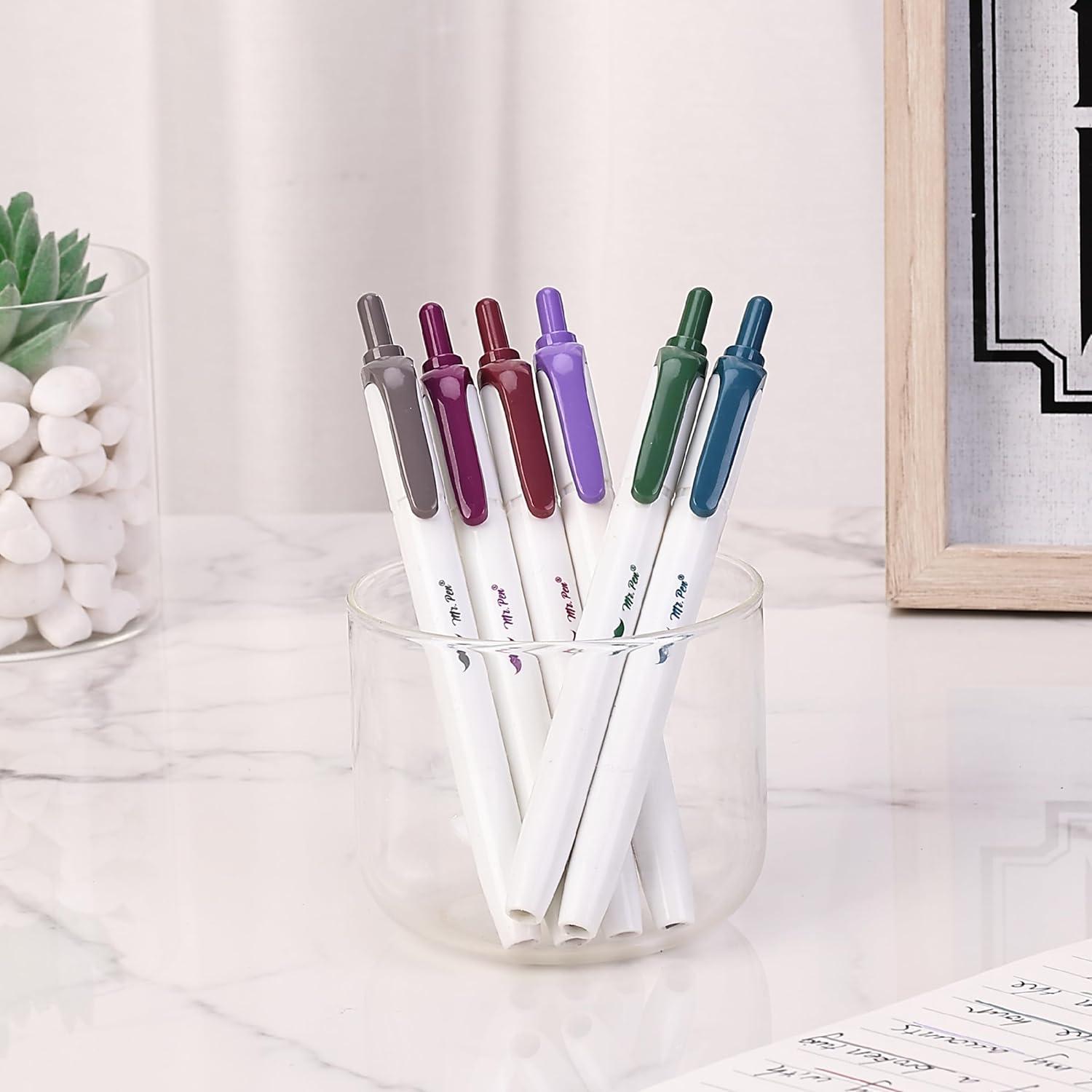 imageMr Pen Retractable Permanent Markers 6Pack Chisel Tip Assorted Colors Click Markers