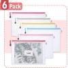 imageMr Pen Mesh Zipper Pouch 6 Pack A4Letter Size Multicolor Modern Style Ideal for Office School Travel