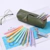 imageMr Pen PU Leather Boho Style Pencil Case Slim Aesthetic Leather PouchGreen