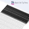 imageMr Pen Pack of 24  Black Felt Tip Pens Fast Dry 07mm Point Fine Point Bible Journaling Planner MarkersBlack