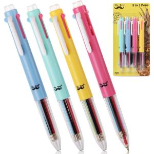 imageMr Pen  Multicolor Ballpoint Pens 4 Pack 5 Inks 07mm Fine Point Ideal for NoteTaking Doodling ColorCoding Reliable and Smooth Writing