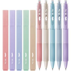 imageMr Pen Aesthetic Highlighters and Gel Pens 10 Pack Pastel Colors Bible Highlighters No Bleed Black Ink Gel Pens Highlighter Pens No Bleed Highlighters for Bibles Gel Pens