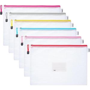 imageMr Pen Mesh Zipper Pouch 6 Pack A4Letter Size Multicolor Modern Style Ideal for Office School Travel