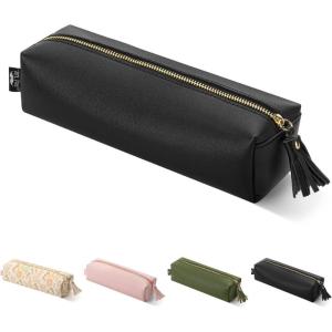 imageMr Pen PU Leather Boho Style Pencil Case Slim Aesthetic Leather PouchBlack