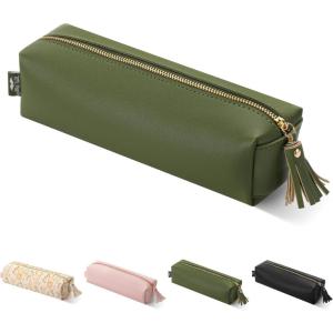 imageMr Pen PU Leather Boho Style Pencil Case Slim Aesthetic Leather PouchGreen