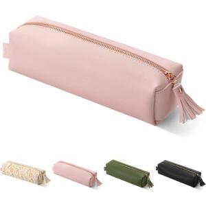 imageMr Pen PU Leather Boho Style Pencil Case Slim Aesthetic Leather PouchPink
