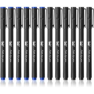 imageMr Pen Pack of 24  Black Felt Tip Pens Fast Dry 07mm Point Fine Point Bible Journaling Planner MarkersBlack  Blue