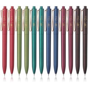 imageMr Pen Retractable Gel Pens 12 Pack Black Ink Gel Pens Fine Point 05mm Metallic Dark Vintage Barrels Fast Dry Retractable Pens Gel Ink Pens Aesthetic Pens for Journaling Fine Tip Pens