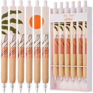 imageMr Pen Retractable Gel Pens 6 Pack Boho Theme Black Gel Pens Fast Dry Gel Pens Fine Point 05mm Retractable Pens Cute Pens Gel Ink Pens Black Pens Aesthetic Pens for Journaling