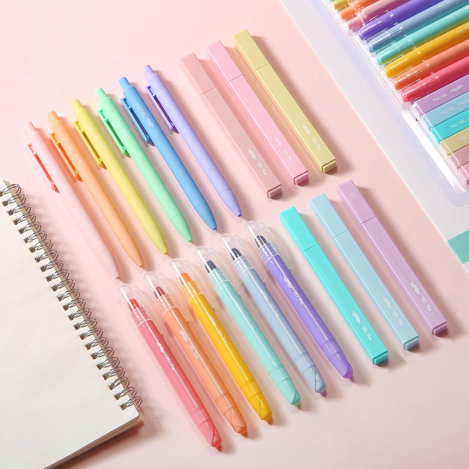 imageMr Pen Aesthetic Highlighters and Gel Pens 18 Pack Gel Highlighters for Bibles Pastel Color Highlighters Assorted Color Gel Pens Highlighter Pens Pastel Color Bible Highlighter No Bleed