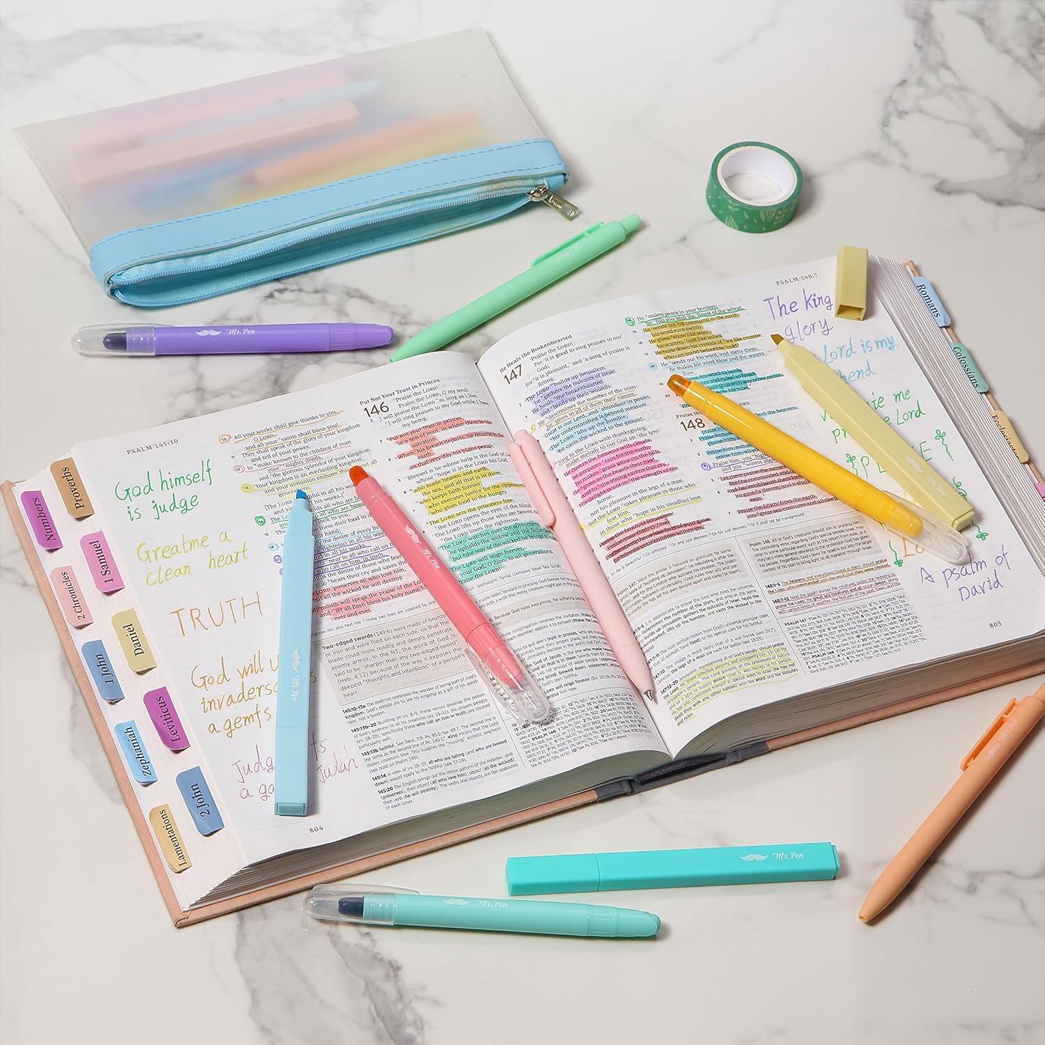 imageMr Pen Aesthetic Highlighters and Gel Pens 18 Pack Gel Highlighters for Bibles Pastel Color Highlighters Assorted Color Gel Pens Highlighter Pens Pastel Color Bible Highlighter No Bleed