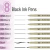 imageMr Pen Drawing Pens for Artists 8 Pack Black Multiliner Artist pens Micro Pens for Drawing Ink Pens for Drawing Sketch Pens Micro Pen Fineliner Pens Bible Journaling Pens8 Tip Sizes02 to 1 mm and Brush