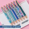 imageMr Pen Fancy Pens for Women Azure Elegance 7 Black Ink Ballpoint Pens with 10 Refills 10mm Cute Pens for Journaling Easter GiftAzure Elegance