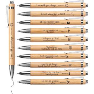 imageMr Pen Bible Verse Pens 200 Pack Retractable Bamboo Pen Black Ink Christian Pens for Women Men Bible Pens No Bleed Through Ballpoint Pens Ballpoint Inspirational Pens Christian Pens Bulk10 Pack