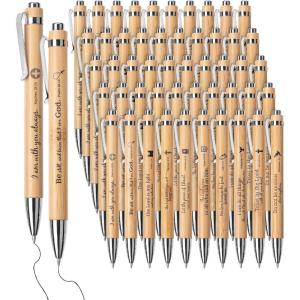 imageMr Pen Bible Verse Pens 200 Pack Retractable Bamboo Pen Black Ink Christian Pens for Women Men Bible Pens No Bleed Through Ballpoint Pens Ballpoint Inspirational Pens Christian Pens Bulk50 Pack