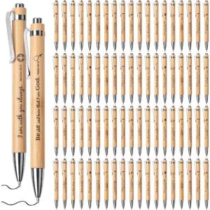 imageMr Pen Bible Verse Pens 200 Pack Retractable Bamboo Pen Black Ink Christian Pens for Women Men Bible Pens No Bleed Through Ballpoint Pens Ballpoint Inspirational Pens Christian Pens Bulk80 Pack
