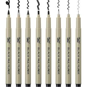 imageMr Pen Drawing Pens for Artists 8 Pack Black Multiliner Artist pens Micro Pens for Drawing Ink Pens for Drawing Sketch Pens Micro Pen Fineliner Pens Bible Journaling Pens8 Tip Sizes04 to 3 mm and Brushes