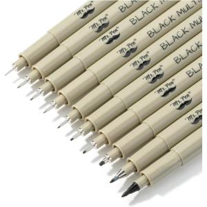 imageMr Pen Drawing Pens for Artists 8 Pack Black Multiliner Artist pens Micro Pens for Drawing Ink Pens for Drawing Sketch Pens Micro Pen Fineliner Pens Bible Journaling Pens10 Tip Sizes015 to 07 mm