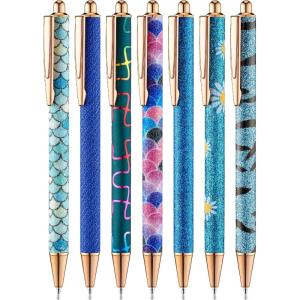 imageMr Pen Fancy Pens for Women Azure Elegance 7 Black Ink Ballpoint Pens with 10 Refills 10mm Cute Pens for Journaling Easter GiftAzure Elegance