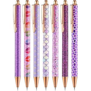 imageMr Pen Fancy Pens for Women Azure Elegance 7 Black Ink Ballpoint Pens with 10 Refills 10mm Cute Pens for Journaling Easter GiftElegant in Purple