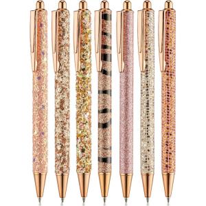 imageMr Pen Fancy Pens for Women Azure Elegance 7 Black Ink Ballpoint Pens with 10 Refills 10mm Cute Pens for Journaling Easter GiftRose Gold Reverie