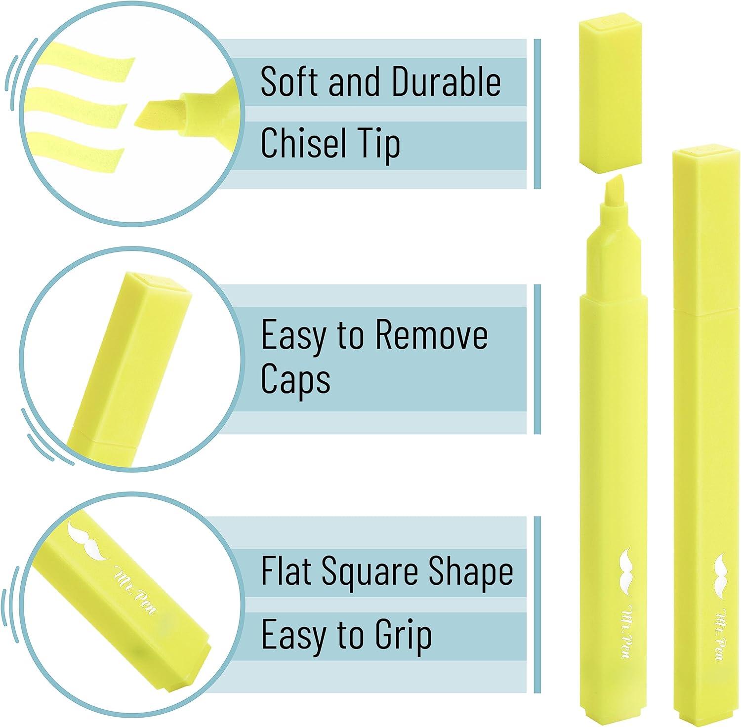 imageMr Pen Aesthetic Highlighters 12pcs Chisel Tip Vibrant Colors Fluorescent Highlighters Assorted Colors Bible Highlighters and Pens No Bleed Cute Highlighters No Bleed Highlighters for BibleYellow