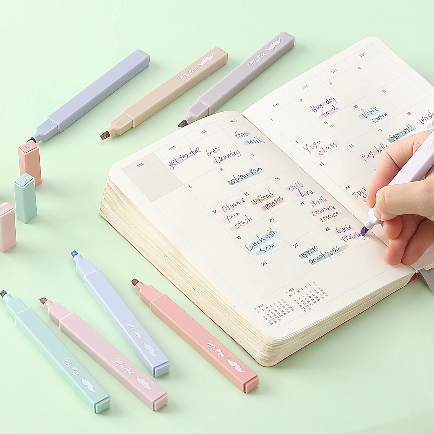 imageMr Pen Aesthetic Highlighters 12pcs Chisel Tip Vibrant Colors Fluorescent Highlighters Assorted Colors Bible Highlighters and Pens No Bleed Cute Highlighters No Bleed Highlighters for BibleMorandi Colors