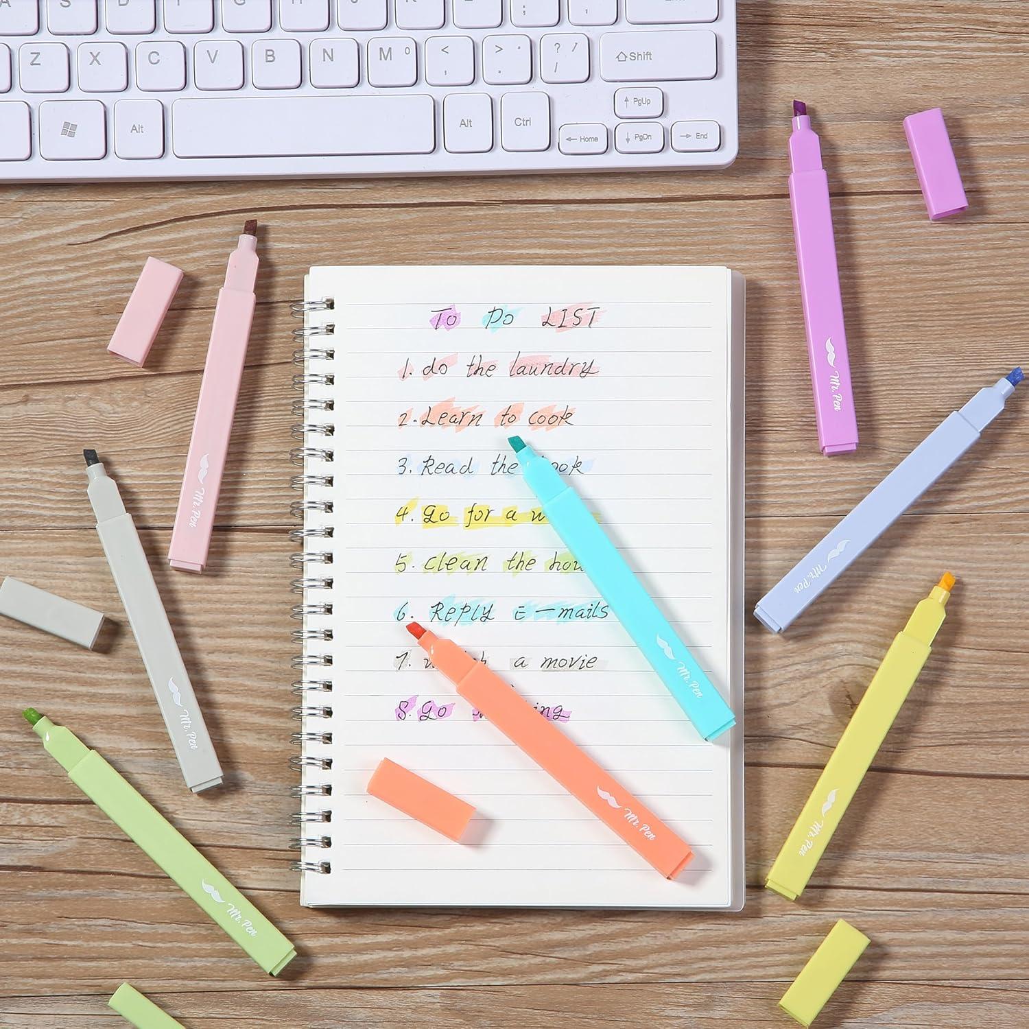 imageMr Pen Aesthetic Highlighters 12pcs Chisel Tip Vibrant Colors Fluorescent Highlighters Assorted Colors Bible Highlighters and Pens No Bleed Cute Highlighters No Bleed Highlighters for BibleRetro Colors