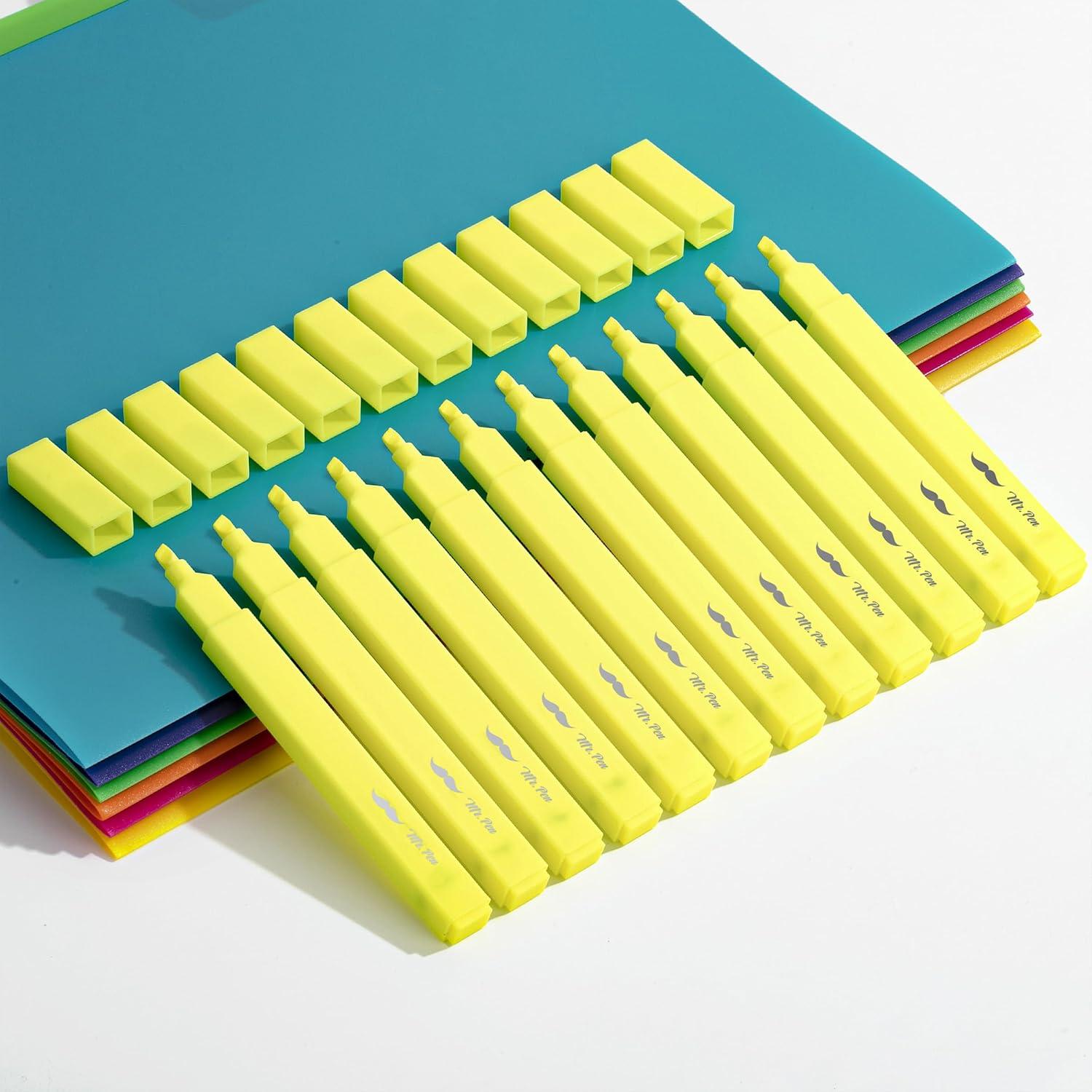 imageMr Pen Aesthetic Highlighters 12pcs Chisel Tip Vibrant Colors Fluorescent Highlighters Assorted Colors Bible Highlighters and Pens No Bleed Cute Highlighters No Bleed Highlighters for BibleYellow