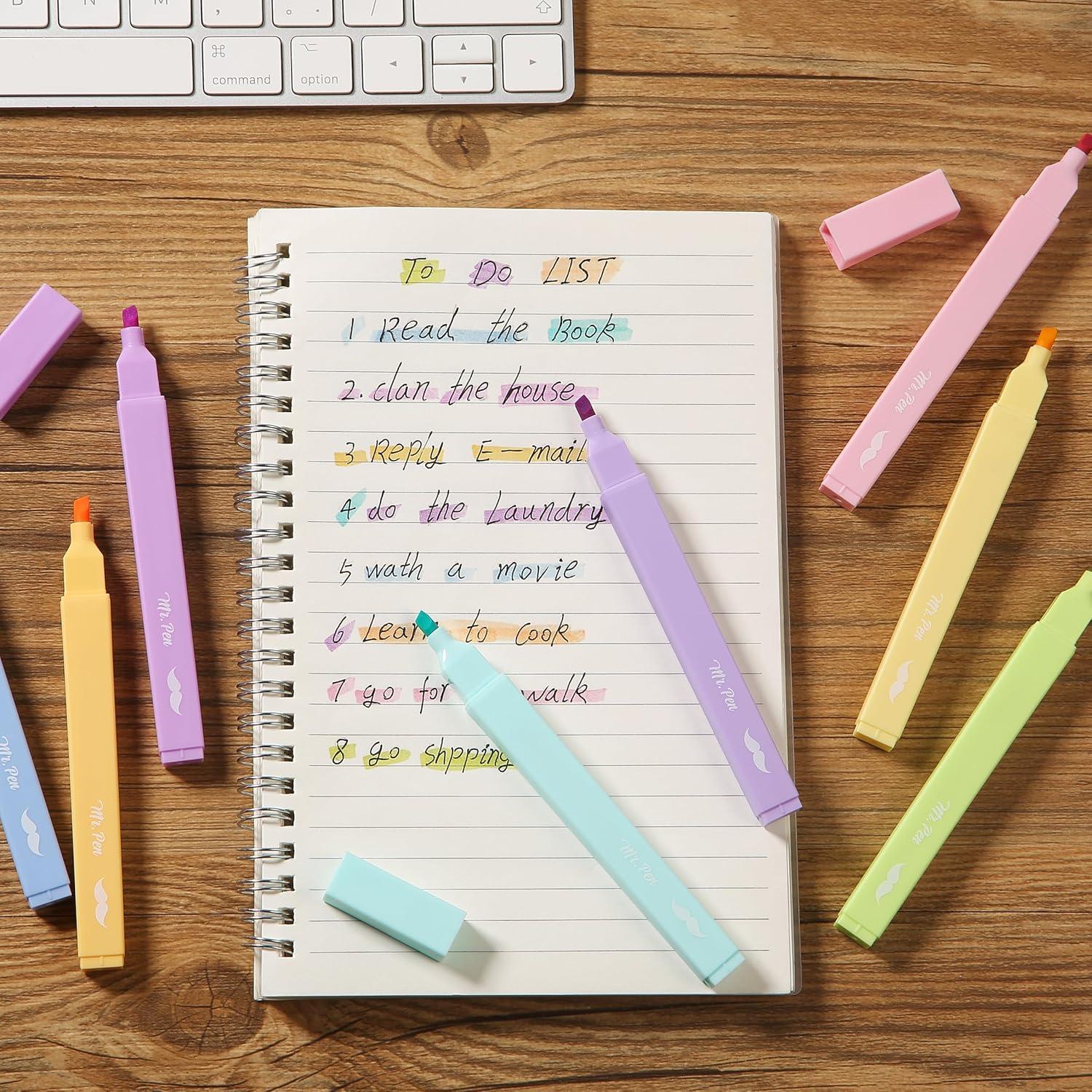 imageMr Pen Aesthetic Highlighters 12pcs Chisel Tip Vibrant Colors Fluorescent Highlighters Assorted Colors Bible Highlighters and Pens No Bleed Cute Highlighters No Bleed Highlighters for BiblePastel Candy Colors