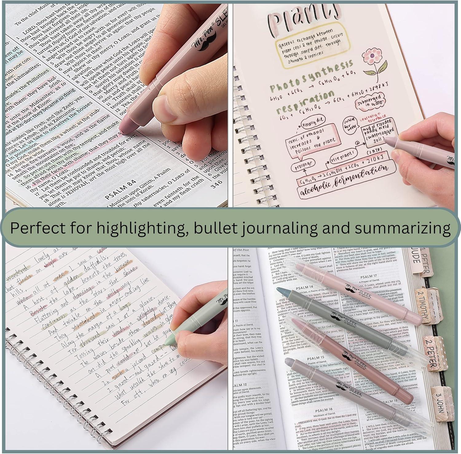imageMr Pen Gel Highlighters 8 Pack Morandi Colors No Bleed Bible MarkersDusty Colors