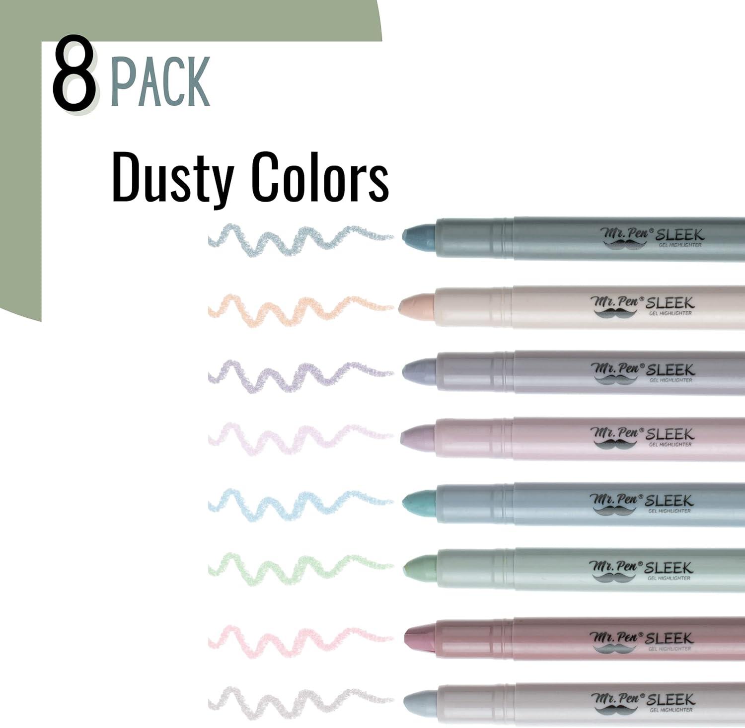 imageMr Pen Gel Highlighters 8 Pack Morandi Colors No Bleed Bible MarkersDusty Colors