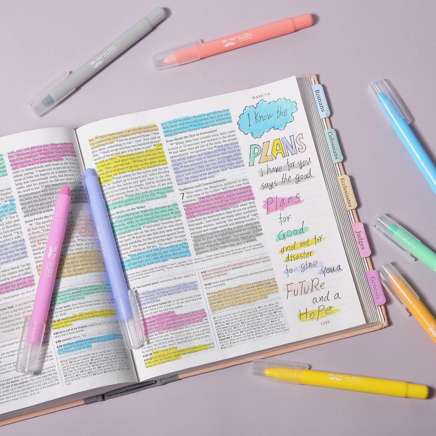 imageMr Pen Gel Highlighters 8 Pack Morandi Colors No Bleed Bible MarkersFriendly Colors