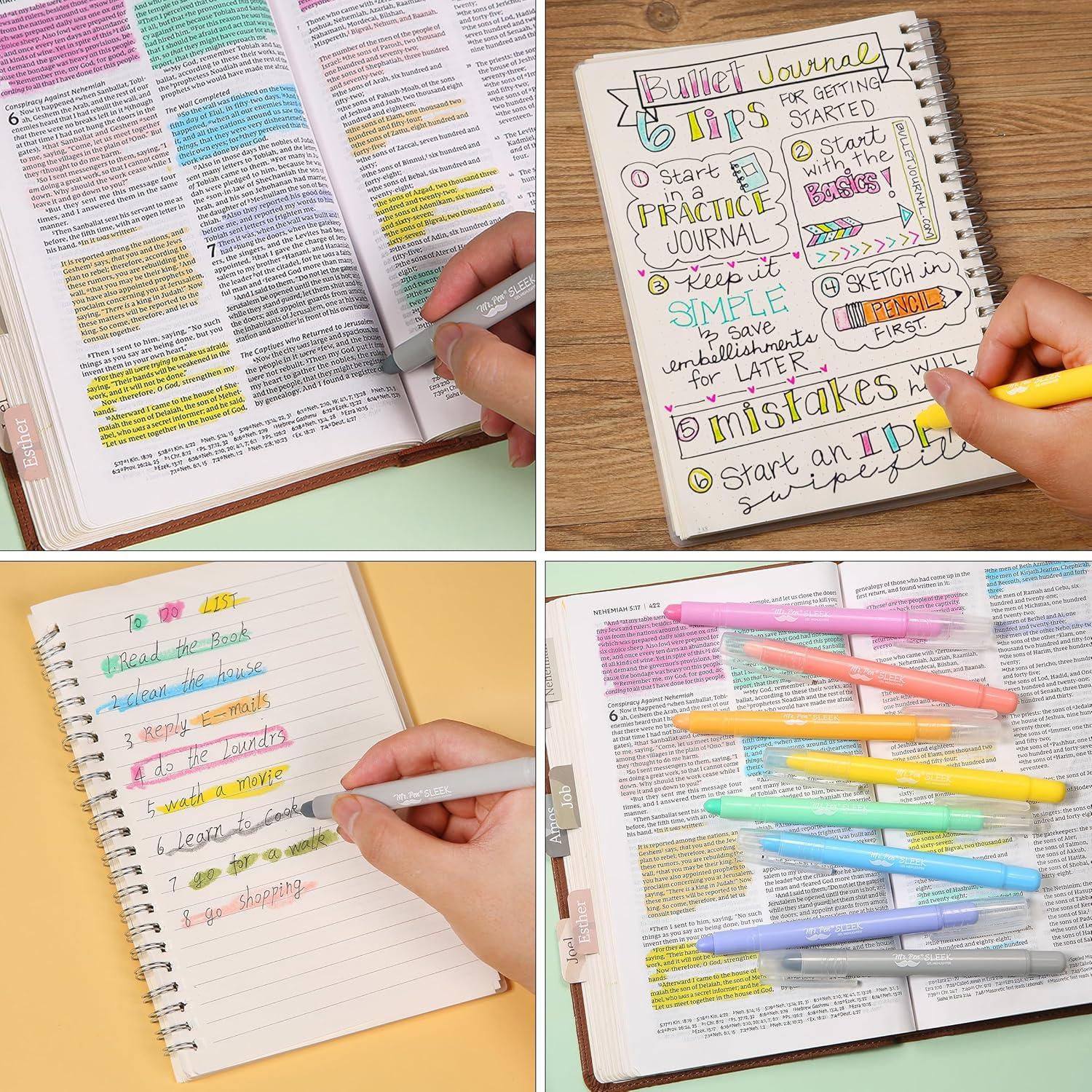 imageMr Pen Gel Highlighters 8 Pack Morandi Colors No Bleed Bible MarkersFriendly Colors