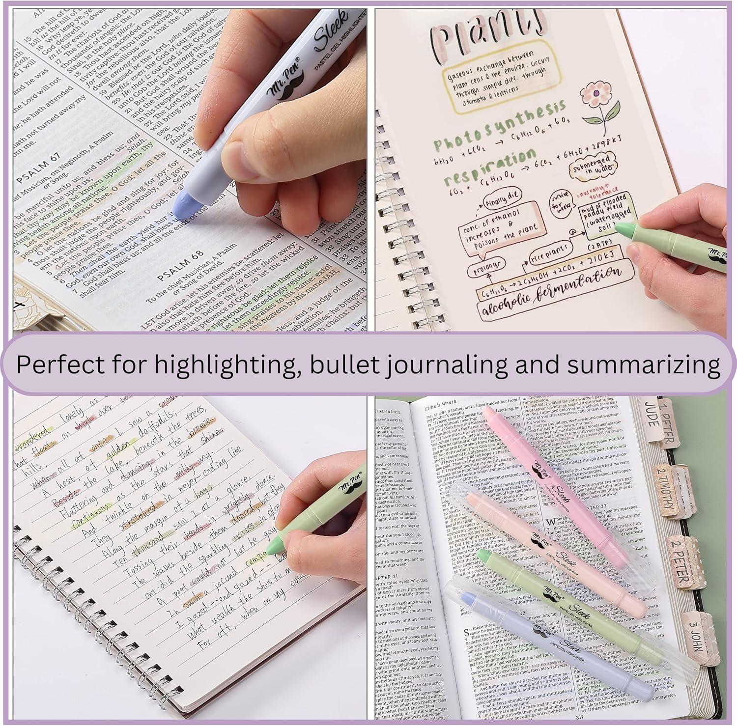 imageMr Pen Gel Highlighters 8 Pack Morandi Colors No Bleed Bible MarkersMorandi Colors 1
