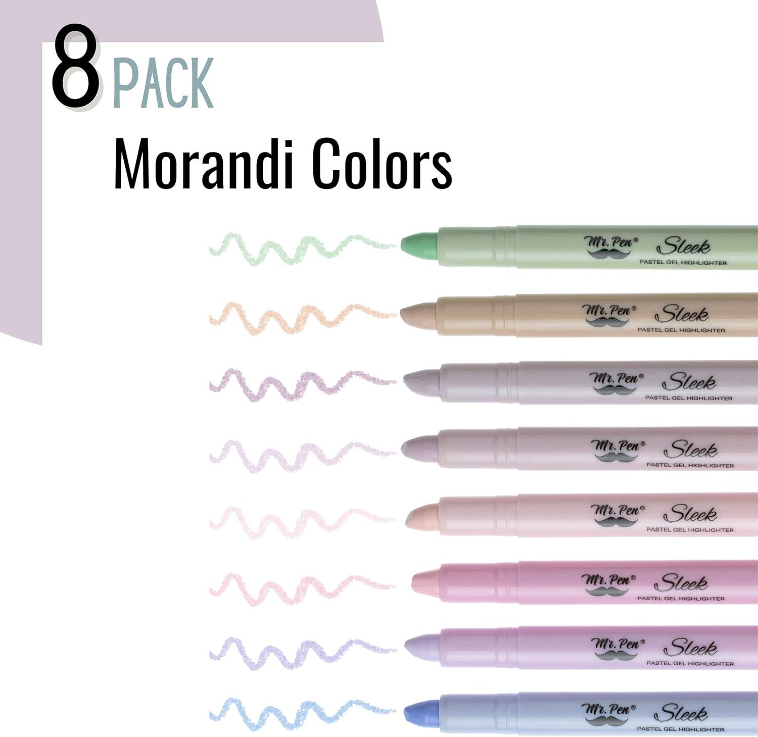 imageMr Pen Gel Highlighters 8 Pack Morandi Colors No Bleed Bible MarkersMorandi Colors 1
