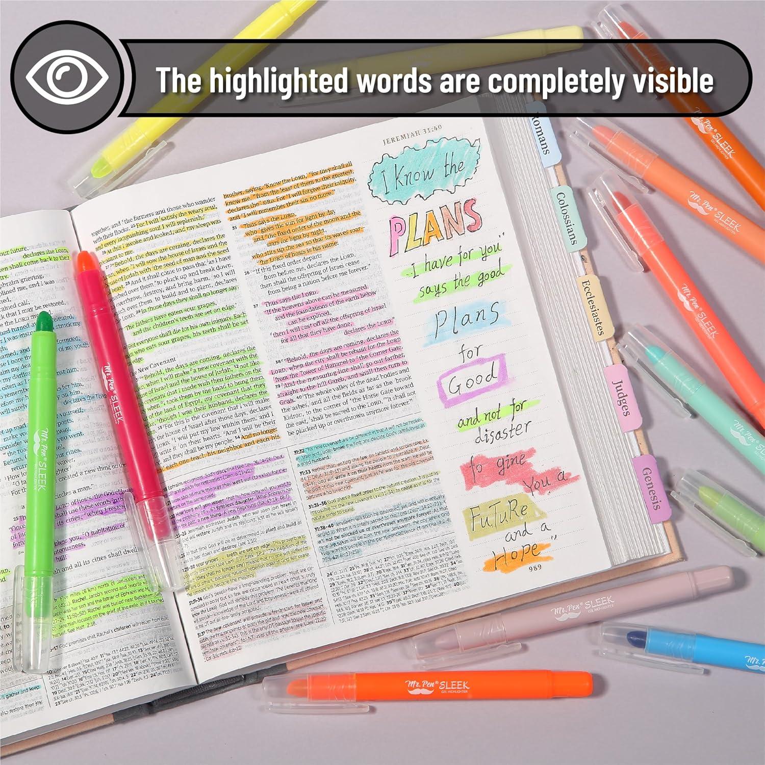 imageMr Pen Gel Highlighters 8 Pack Morandi Colors No Bleed Bible MarkersMorandi and Vibrant Colors